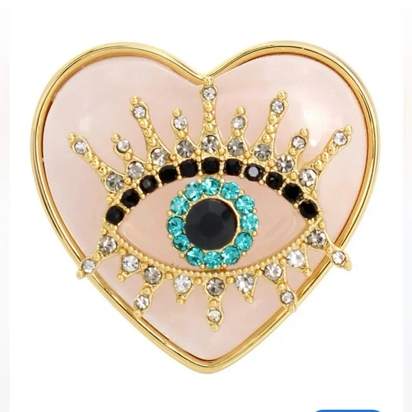 NWT Kurt Geiger Evil Eye Heart Cocktail Ring Size 8 - Picture 3 of 7